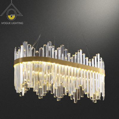 China Luxury Gold Ring Chandelier Round Light for Dining Room Fixture Luxurious Gold Glass Designed Pendant Light for sale