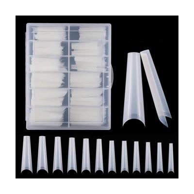 China Wholesale 240 Pcs Bulk Extra Long Xxl C Curve Nail Tips Coffin Stiletto French False Nail Set for sale