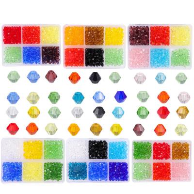 China Modern Glass Crystal Beads Scattered Set Decoration 4mm Mix Bicone Spacer For Diy Jewelry Making Glass Beads for sale