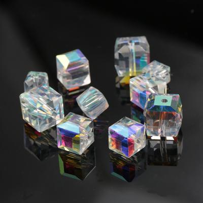 China Sale 4//6/8/10mm Square Clear Glass Crystal Cube Jewelry Decoration With Hole Gemstone Beads For Jewelry Making Beads for sale