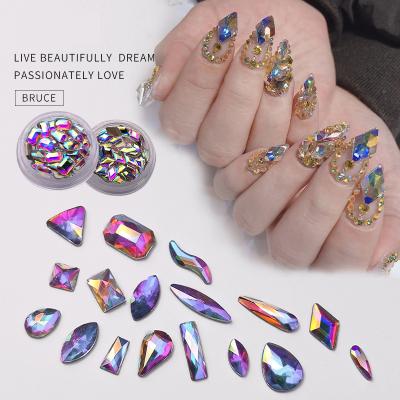 China Various Shapes Crystal Rhinestones Alloy Nail Art Pearl ab Mixed Sizes Green Rhinestone Flatback Nail Art for sale