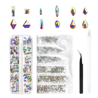 China With ground rhinestone or not nail Clear Glass Rhinestone Nail Rhinestone Set Art Decro Jewelry Stones Crystal Supplies for sale