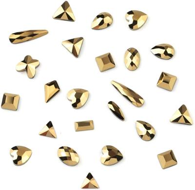 China Nail Art Decoration Nail Crystal Gems Bulk 2021 Diamond Gold Rhinestones Bulk New Design Adhesive Fake Stone for sale