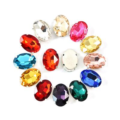 China High Quality Shinning Sewing Glass Gems K Rhinestones 9 3 D Big Crystals Point Back Oval Rhinestones for sale