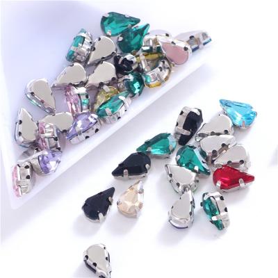 China Wholesale 8*13mm Shinning Drop Sew on Rhinestone Claw Placing Crystals Crystal Bead Sewing for sale