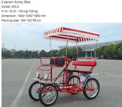 China Steel Pedal Surrey Four Wheel Bike 4 Seater Guided Bike With Led Lights Transport Special BICYCLE for sale