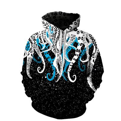 China Anti-Wrinkle Printing 3D Printing High Quality Hot Embroidery Squid Oversized Hoodie With Pocket for sale