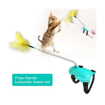 China Viable Appropriate Price Good Quality New Product Operated Feather Crank Elastic Cat Toy Funny Cat Toy Interactive for sale