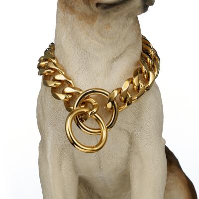 China Light Up Metal Professional Gold Stainless Steel China Manufacture Pit Bull Pet Big Dog Chain Collar for sale