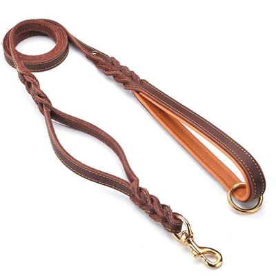 China Lights Durable Dog Collar Rope Dog Leash Metal Leather Walking Chains For Dogs Leather for sale