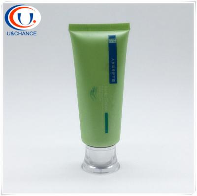 China Flexible and soft green color pe pe soft tube with silkscreen printing for lotion for sale