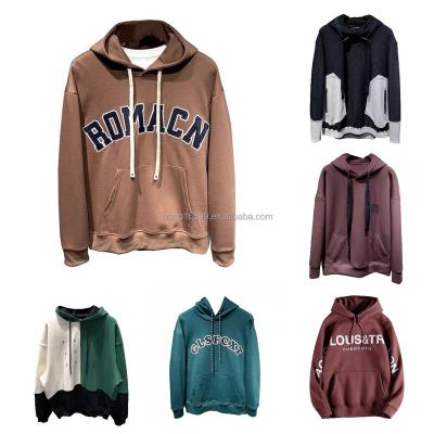 China Anti-Shrink 2023 new fashion wholesale men's casual sports wool panel sweater jacket color block pullover hoodie for sale