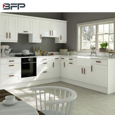 China Modern Full Kitchen BFP Factory Price Modern Designs PVC Lacquer Furniture Cocina Shaker Modular Kitchen Cabinet White Kitchen Island for sale