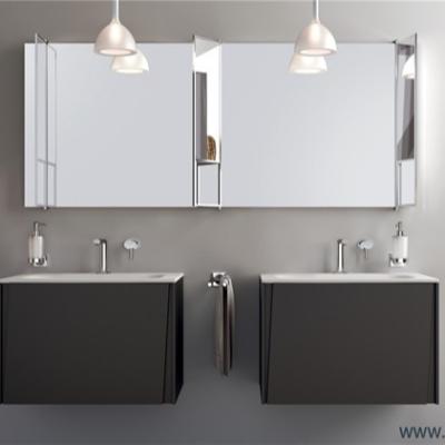 China Bathroom Vanity Flat Panel Solid Wood Cabinet Competed Modern Mirror Sink Combo Bathroom Cabinets For Hotel for sale