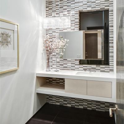 China Environmentally Friendly Wall Hunged Bathroom Vanity With White Color Benchtop for sale