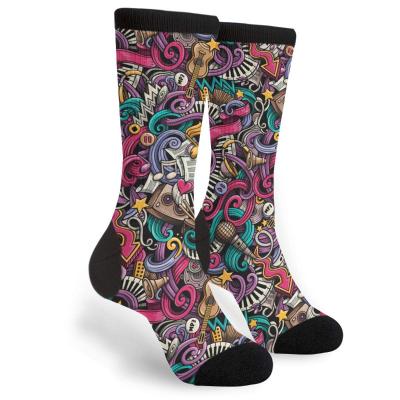 China Sporty 3d Digital Printing Socks Processing Factory Custom Color Printed Sublimation Heat Transfer Socks Unisex Sock for sale