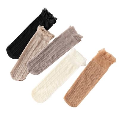 China Sporty summer thongs lightweight women and lace socks women solid color breathable girl ruffled socks for sale