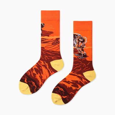 China Factory direct sales breathable graphic sock for men thongs cotton custom special men's embroidery design socks for sale