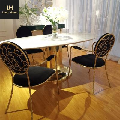 China Other Modern Design Minimalist Luxury Copper Velvet Modern Dining Chair With Wooden Legs for sale