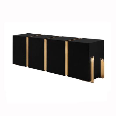 China Unique Design Wooden Frame Art Gold Stainless Steel Customized Cabinet Modular Sideboard for sale