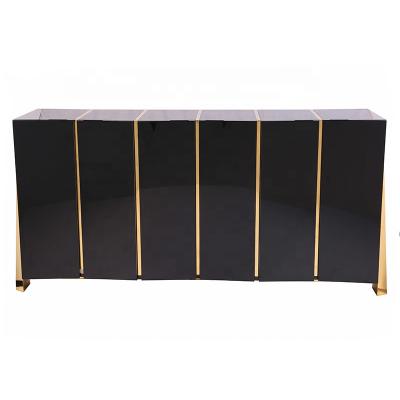 China Unique Design New Arrival Modern Black Wooden Buffet Cabinets Stainless Steel Sideboard For Dining Room for sale