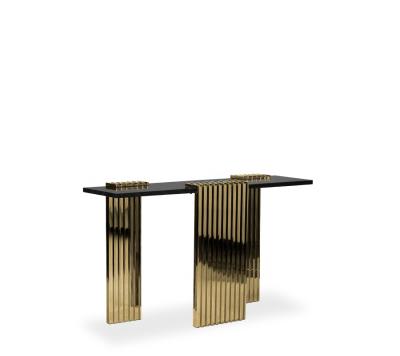 China High quality hot sale marble top console table stainless steel style modern hallway table living room black for sale