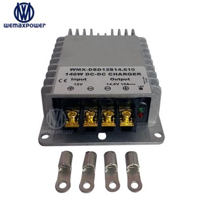 China RV/EV/Boat.etc waterproof dc to dc rv boat EV charger 12v 24v to 14.6v 10a lithium ion lifePO4 battery chargers for sale