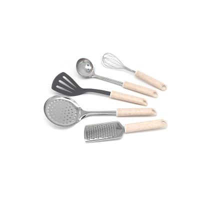 China Super Wholesale 5 410 Pcs September Discount Kitchen Stainless Steel Wheat Straw Fiber Plastic Cooking Tools Utensils Stocked Home Sets for sale