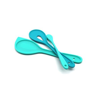 China Durable Wholesale Heat Resistant Slip Hanging Kitchen Safe Non Cooking Food Silicone Personalized Taste Spoon Kids Spoon Set for sale