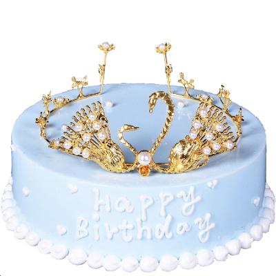 China Large fashion swan crown birthday cake topper decorative baking decoration ornaments factory direct sales for sale