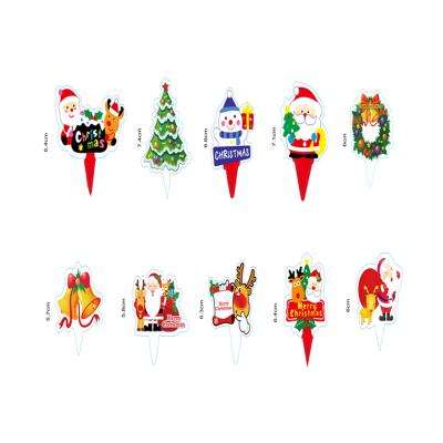 China Fashion 50 Pcs/Bag Santa Claus Snowman Ornaments Christmas Party Merry Christmas Accessories Cake Plug-in Cake Cupcake Topper for sale