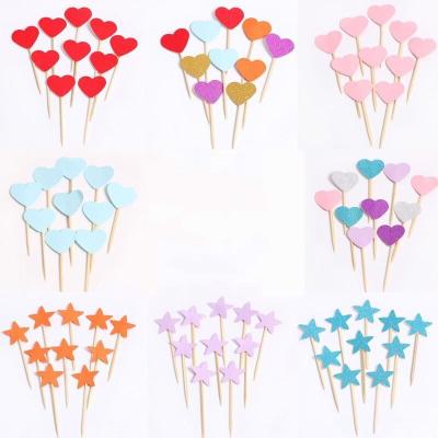 China 10 Flag Five-pointed Five-pointed flag factory decorative toothpick fashion cake decoration glitter dessert love star plug-in baking direct sales for sale