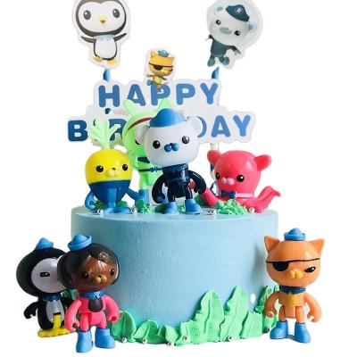 China Fashion Team Decoration Children's Toy Happy Birthday Undersea Ocean Shipping Doll 8 Cake Baking Decoration for sale