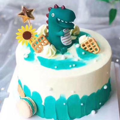 China Fashion Ornaments Birthday Theme Party Baby Doll Cute Model Hand Toy Baking Doll Dinosaur Small Cake Decorative for sale