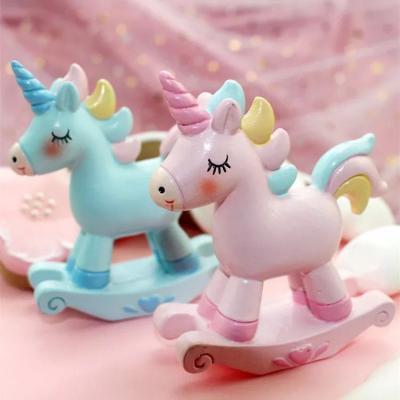 China Fashion Resin Rocking Horse Cake Decorating Doll Set Decoration Cartoon Baking Scene Dressing Set Children's Toy Gift for sale