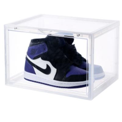 China High PET Steel Transparent Sneaker Shoe Storage Box Can Be Stacked Sports Shoe Display Cabinet Thickened Side Opening Plastic Shoe Box for sale