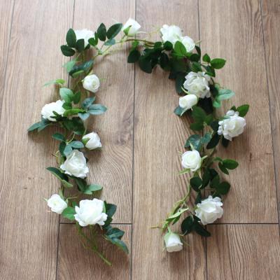 China Modern Garland Gold Silk Flower Vine Artificial Rose Gift for sale