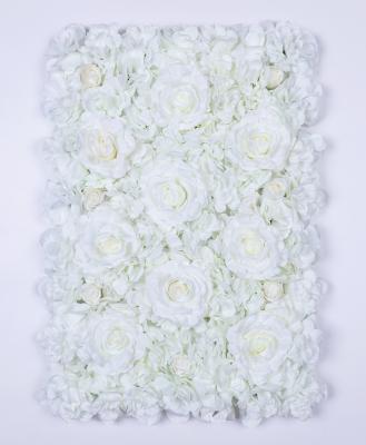 China Wedding Decoration High Quality Wedding White Rose Panel Artificial Flower Wall Backdrop for sale