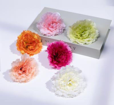 China Exclusively Romantic Artificial Carnation Silk Flower Head For Valentine's Day Mother's Day Gift Making for sale