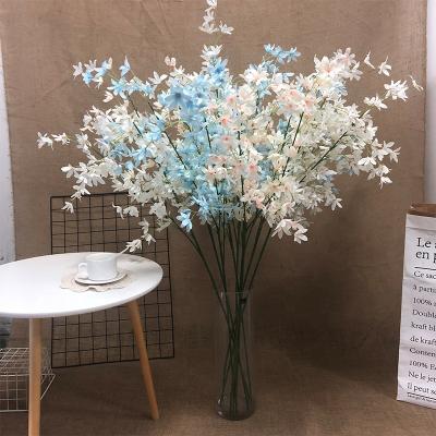 China Factory Wholesale Multi Colors 3 Branches Silk Plastic Flower Artificial Oncidium For Fence Ceiling Decoration for sale