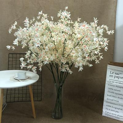 China Factory supply 3 branch direct silk flower home decor artificial flower Oncidium for festival birthday party wedding decor for sale