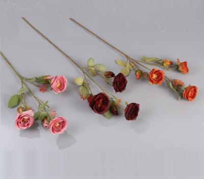 China Modern Decorative Artificial Flower Rose For Wedding Home Decor 6 Heads Silk for sale