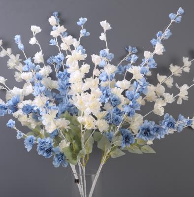 China 5 Artificial Flowers Modern Plastic Wedding Decorative Branches Flowers Delphinium for Wedding Event Decor for sale