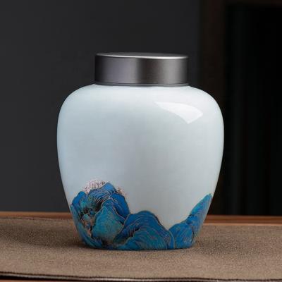 China New Viable Arrive Hot Selling Classic Ceramic Weed Jars for Herb Saffron Weed Storage and Tea Food Canning Mason Jars for sale