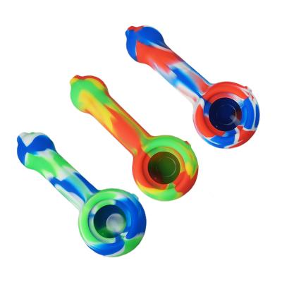 China Smoke China Wholesale Price Silicone Tobacco Smoking Pipe Multicolor Glass Bowl Durable Weed Pipes for sale