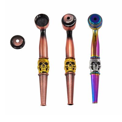 China 115mm Heat Resistant Colorful Metal Tobacco Pipe Hand Zinc Alloy Smoking Pipe For Dry Herb Wholesale Portable Removable Metal Pipe for sale