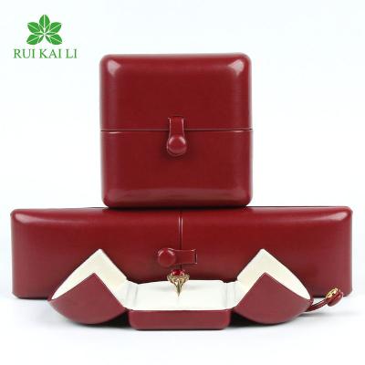 China Fresh Flower Packaging RuiKaiLi Double Open PU Jewelry Ring Box Jewelry Packaging Bracelet Bangle Necklace Gift Box for sale