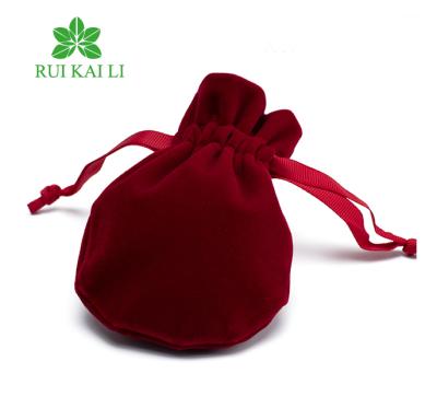 China Wholesale Custom High End Jewelry Bag RuiKaiLi Jewelry Gift Bag Drawstring Velvet Red Jewelry Bag for sale