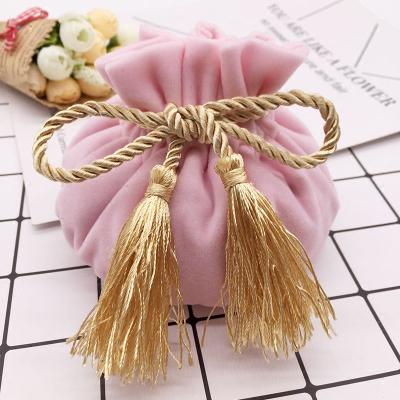 China High End Recycled Materials RuiKaiLi Flannel Flannel Gift Candy Packaging Bag Small Pink Drawstring Jewelry Bag Custom Made Bag for sale