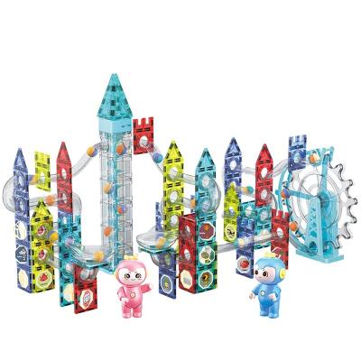 China Hot Selling MagneticTiles Amazon Shiny Marble Race Colorful Early Education Magnetic Toys Set Safe Plastic Building Blocks For Kids for sale